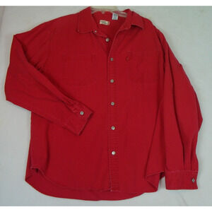Levis Jeans Mens Cotton Red Denim Metal Button Front Long Sleeve Shirt Size‎ XL